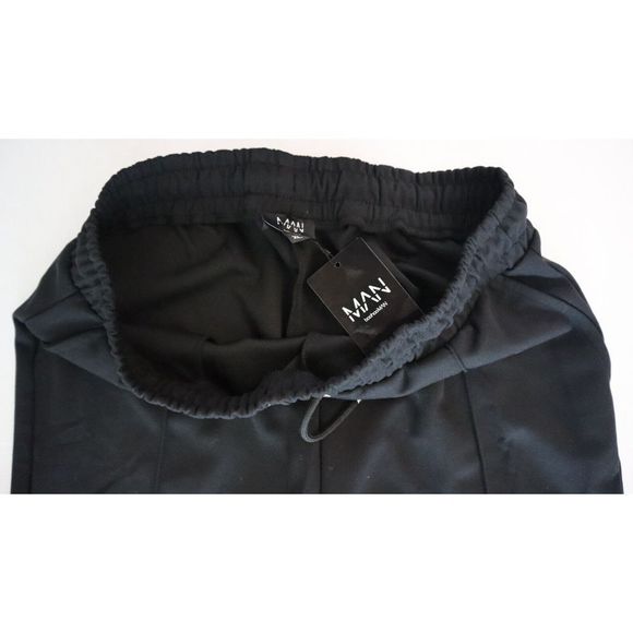 boohooMAN BMM12776 Men Sz XL Black Muscle Fit 1/4 Zip Polo & Joggers 2 Pc ￼Set - Picture 15 of 16